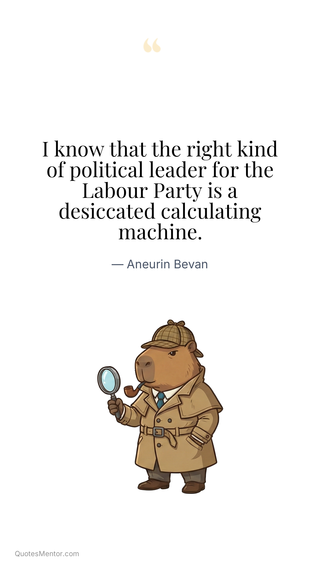I know that the right kind of political leader for the Labour Party is a desiccated calculating machine. - Aneurin Bevan