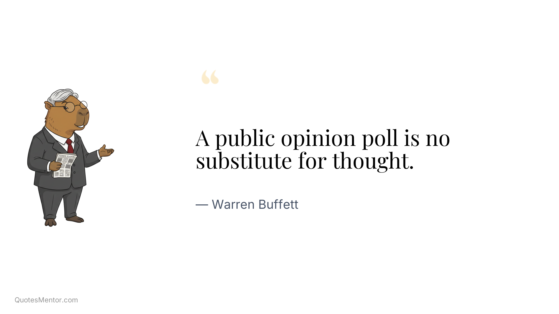 A public opinion poll is no substitute for thought. - Warren Buffett