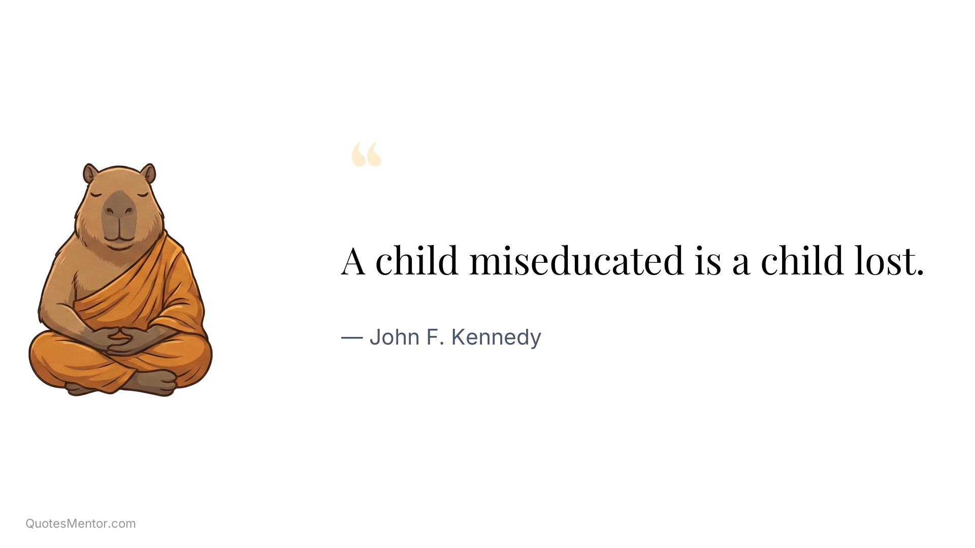 A child miseducated is a child lost. - John F. Kennedy