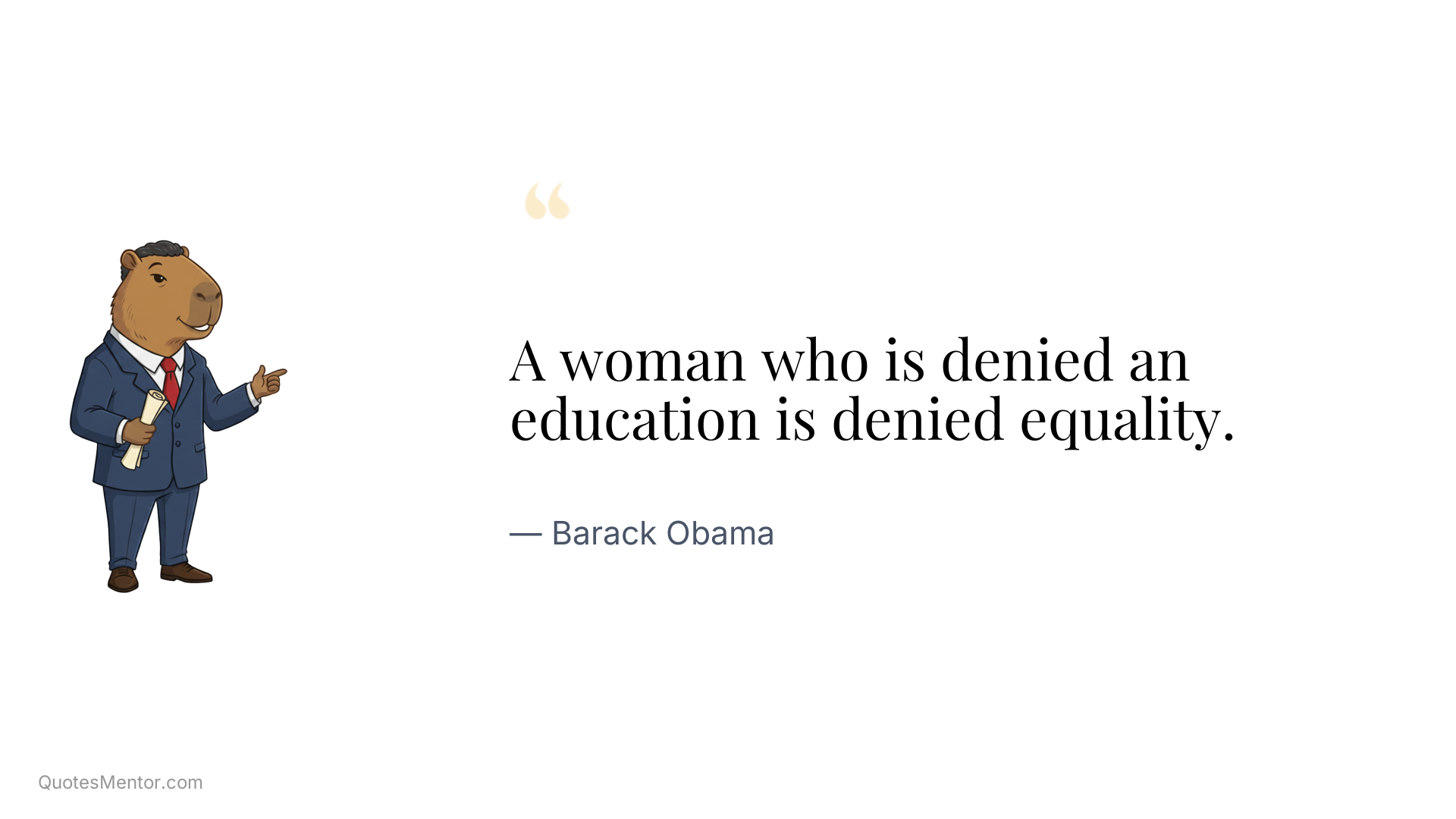 A woman who is denied an education is denied equality. - Barack Obama