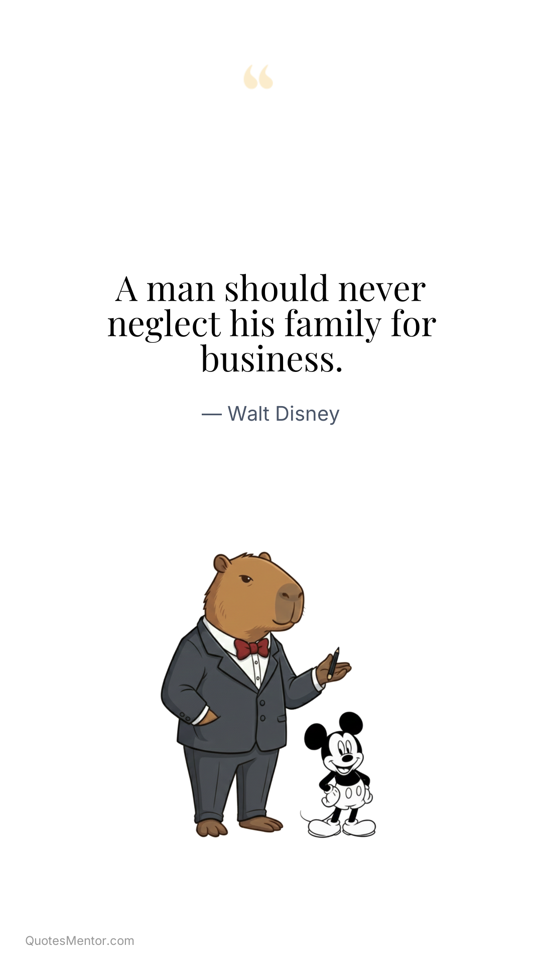 A man should never neglect his family for business. - Walt Disney