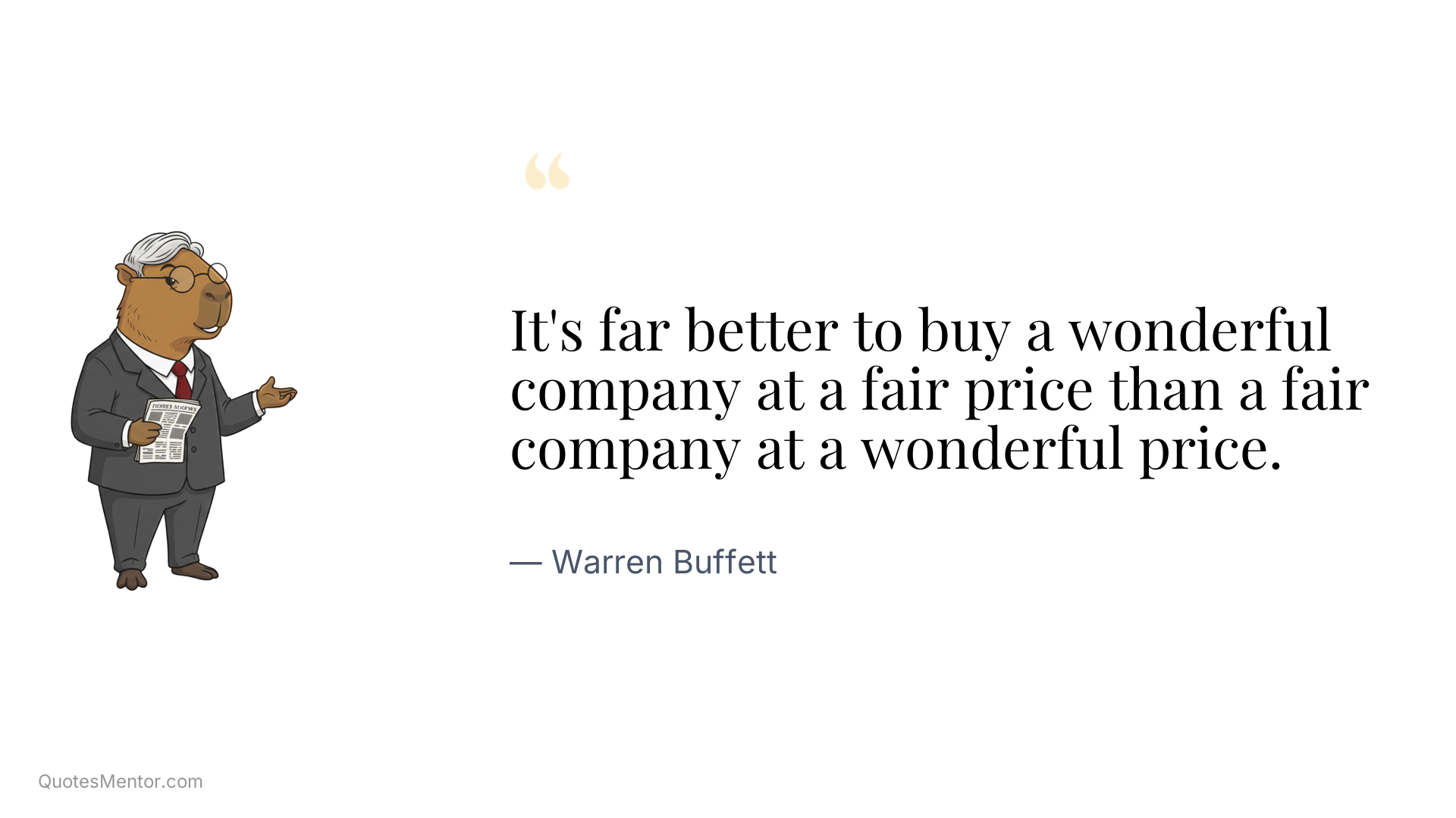 It's far better to buy a wonderful company at a fair price than a fair company at a wonderful price. - Warren Buffett