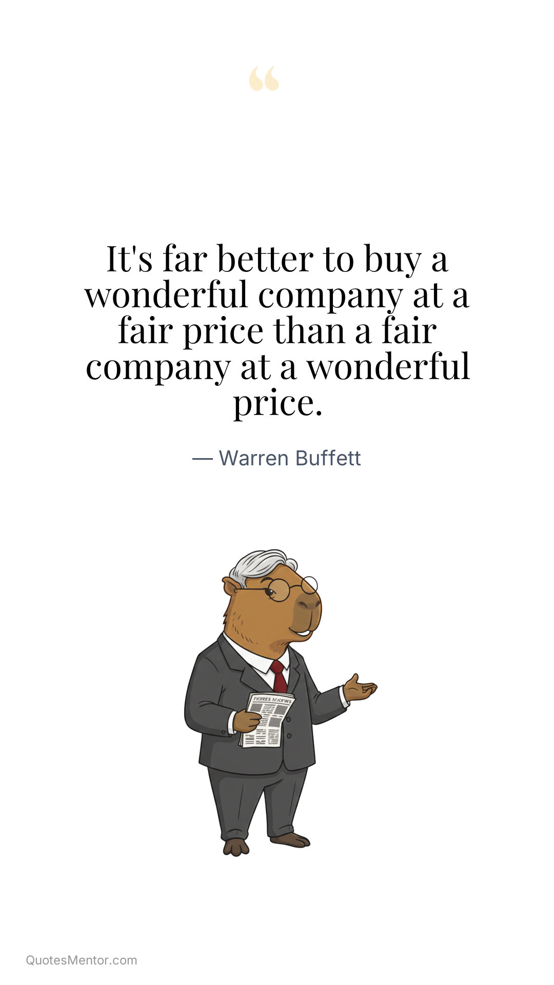 It's far better to buy a wonderful company at a fair price than a fair company at a wonderful price. - Warren Buffett