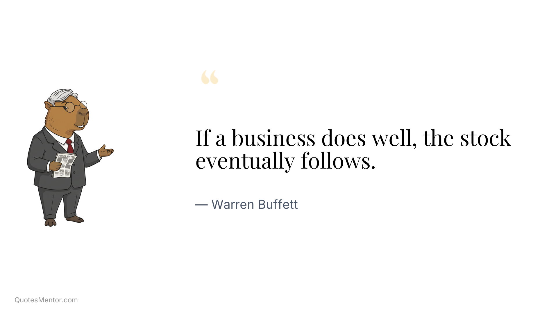 If a business does well, the stock eventually follows. - Warren Buffett