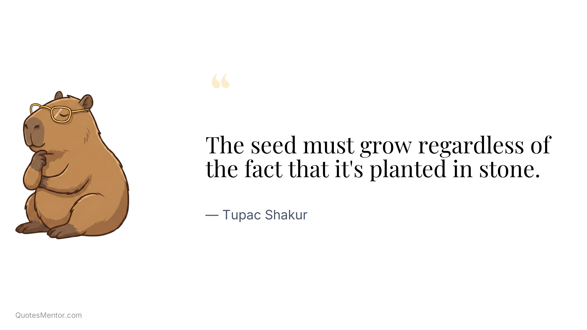The seed must grow regardless of the fact that it's planted in stone. - Tupac Shakur