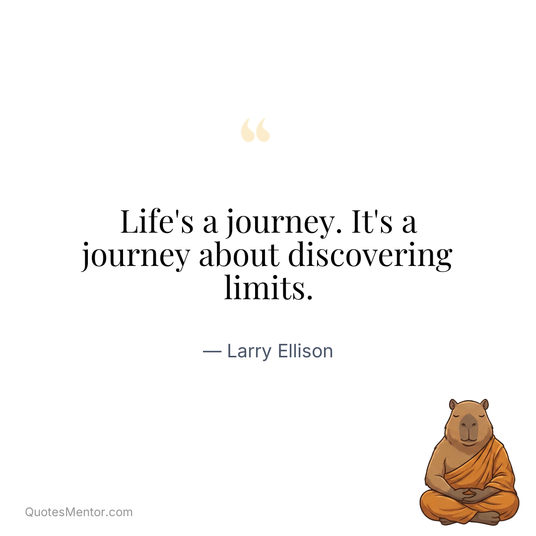 Life's a journey. It's a journey about discovering limits. - Larry Ellison
