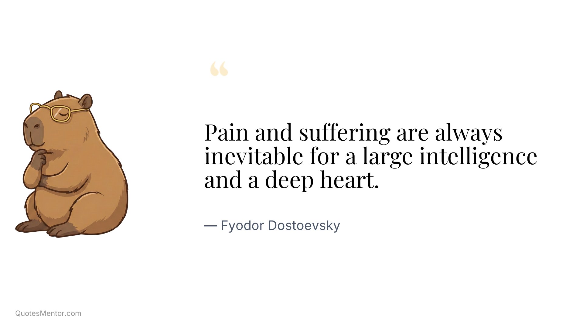 Pain and suffering are always inevitable for a large intelligence and a deep heart. - Fyodor Dostoevsky