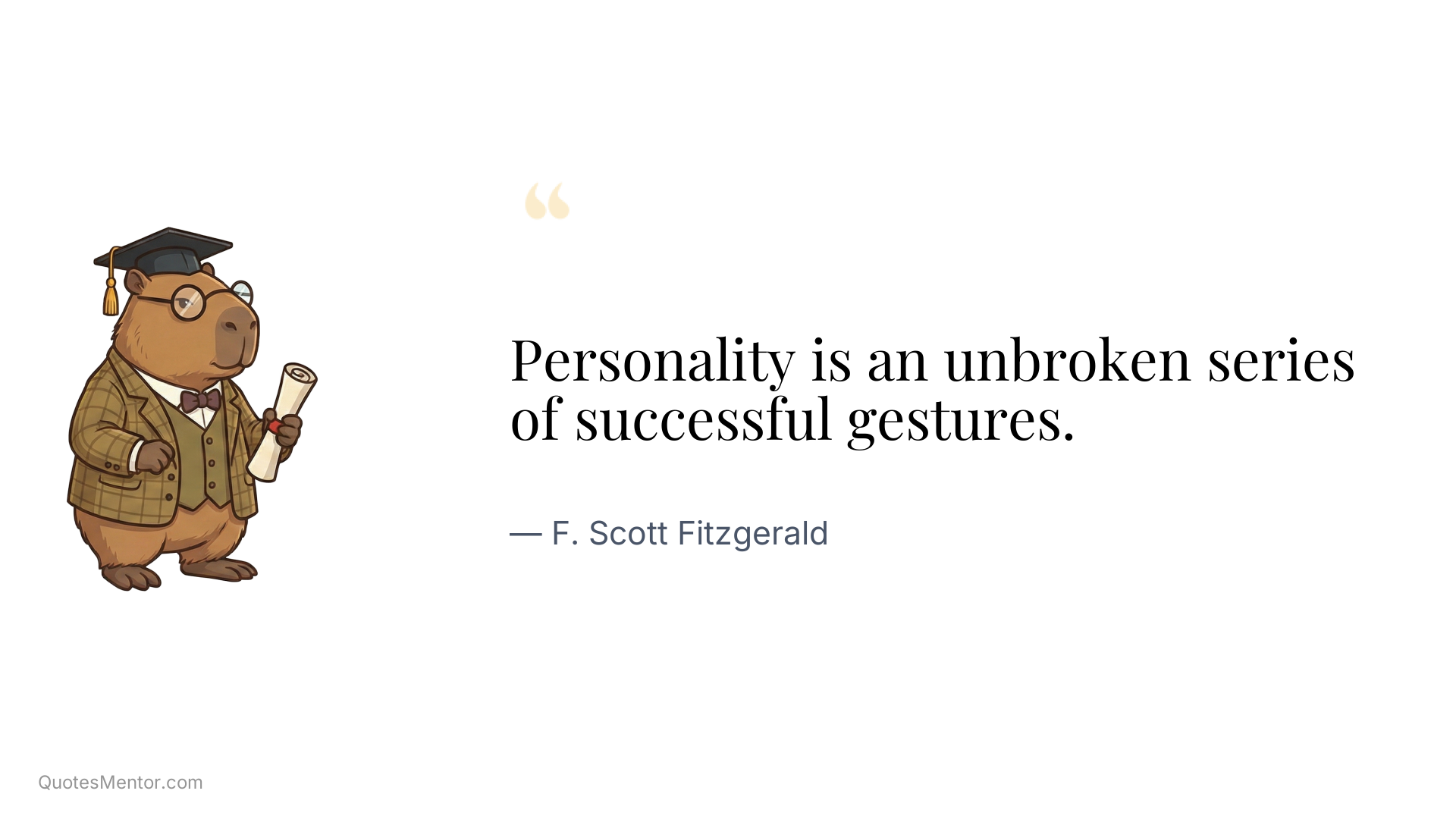 Personality is an unbroken series of successful gestures. - F. Scott Fitzgerald