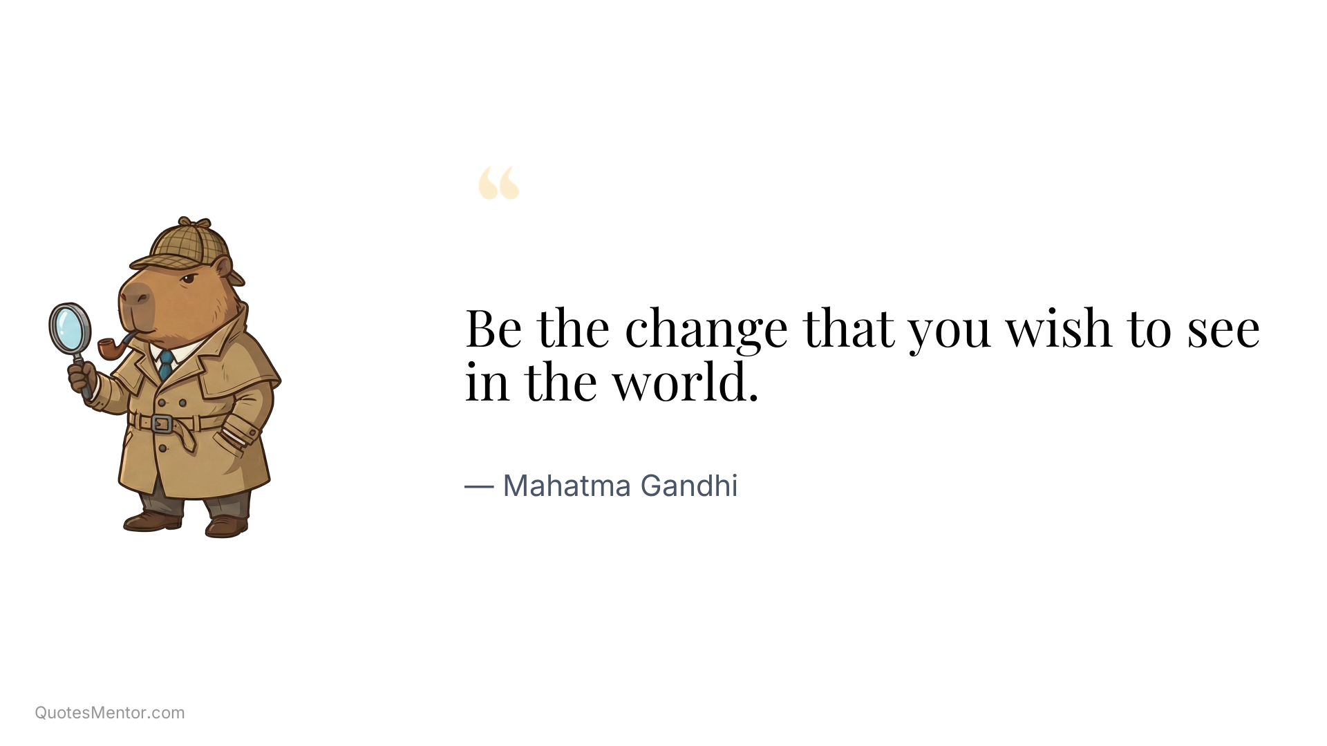 Be the change that you wish to see in the world. - Mahatma Gandhi