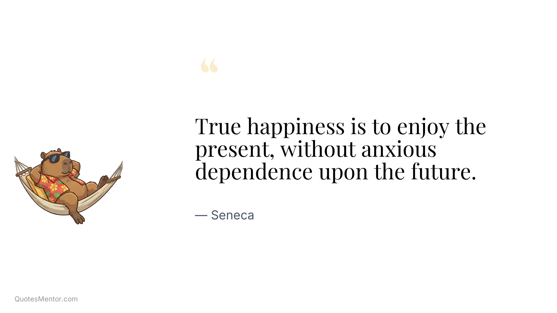 True happiness is to enjoy the present, without anxious dependence upon the future. - Seneca