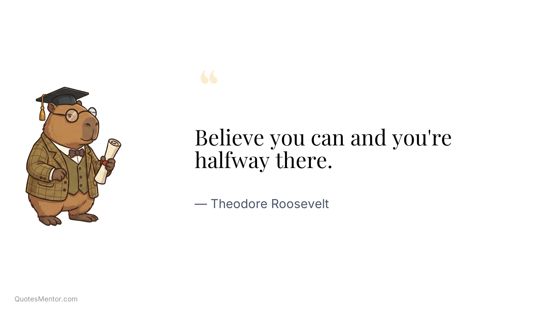 Believe you can and you're halfway there. - Theodore Roosevelt