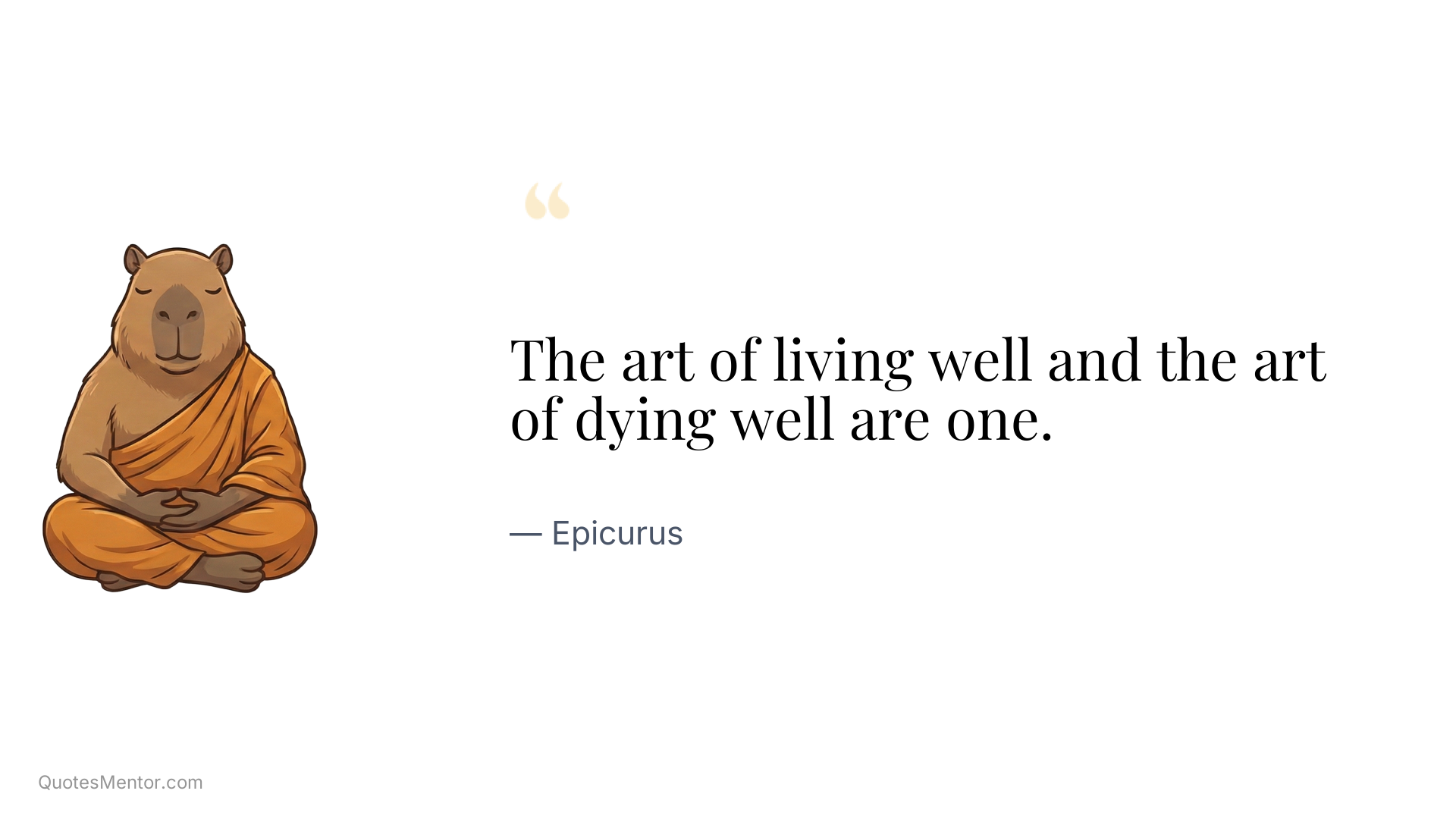 The art of living well and the art of dying well are one. - Epicurus