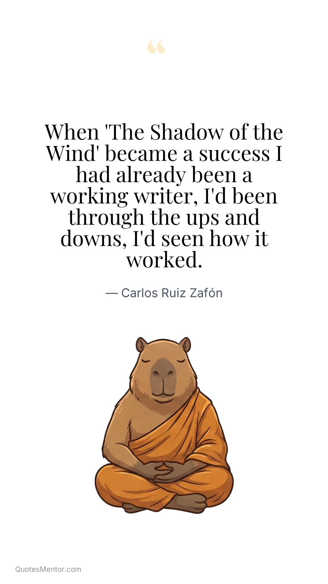 When 'The Shadow of the Wind' became a success I had already been a working writer, I'd been through the ups and downs, I'd seen how it worked. - Carlos Ruiz Zafón
