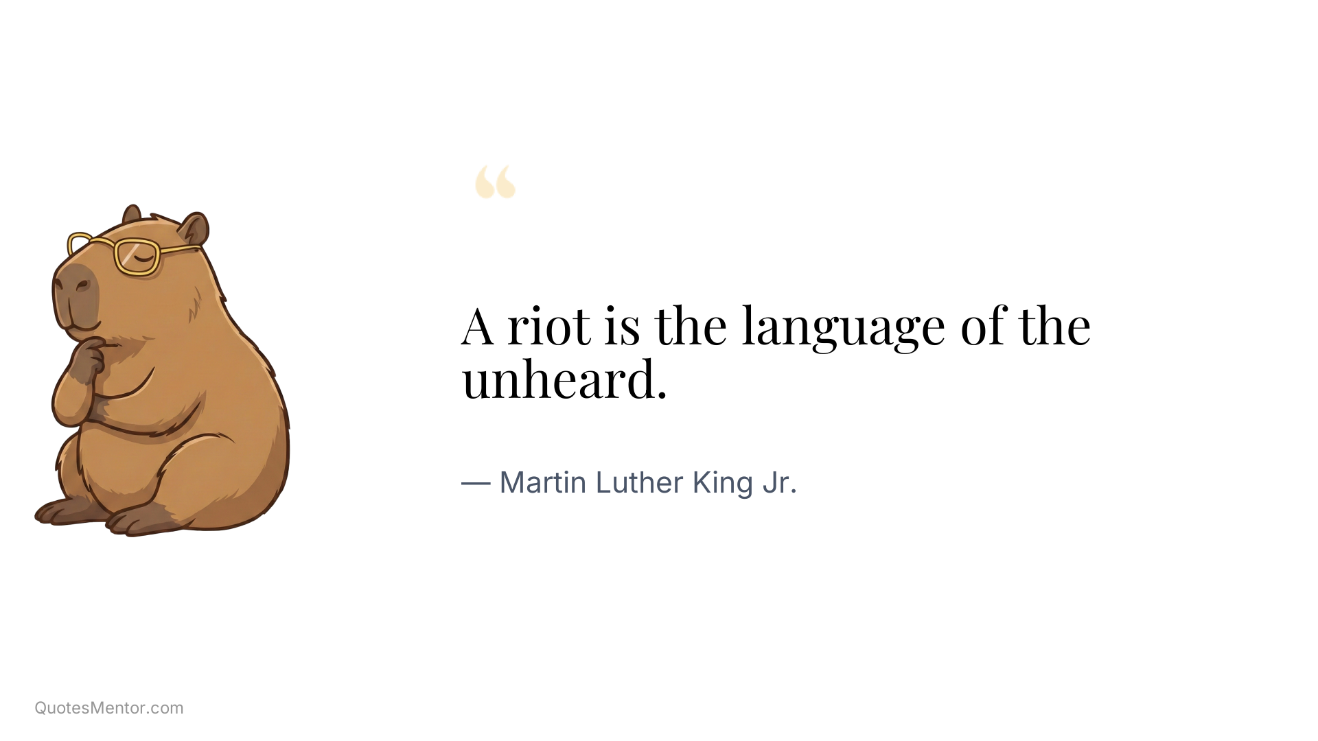 A riot is the language of the unheard. - Martin Luther King Jr.