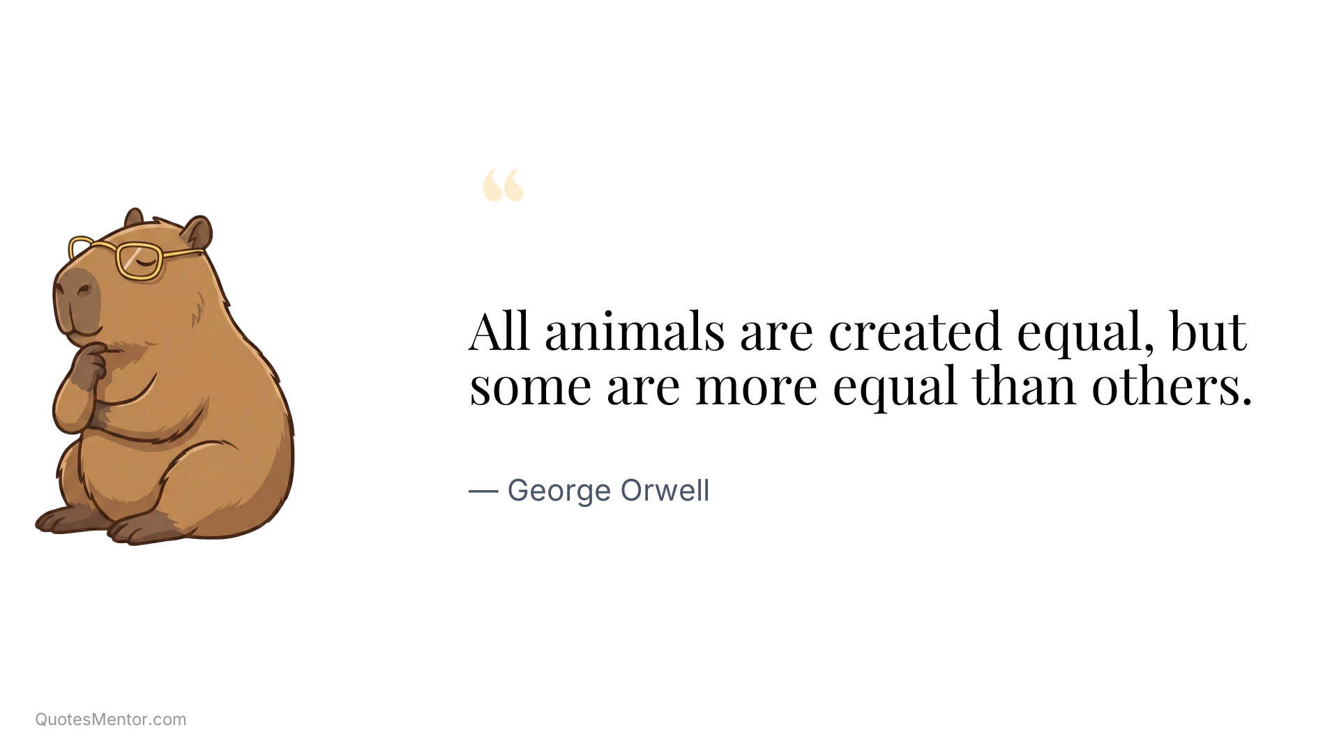 All animals are created equal, but some are more equal than others. - George Orwell