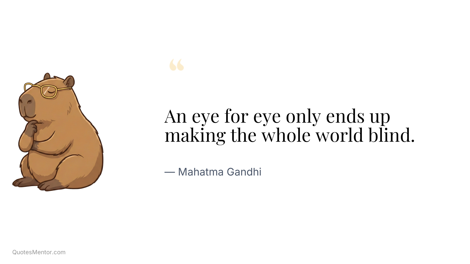 An eye for eye only ends up making the whole world blind. - Mahatma Gandhi