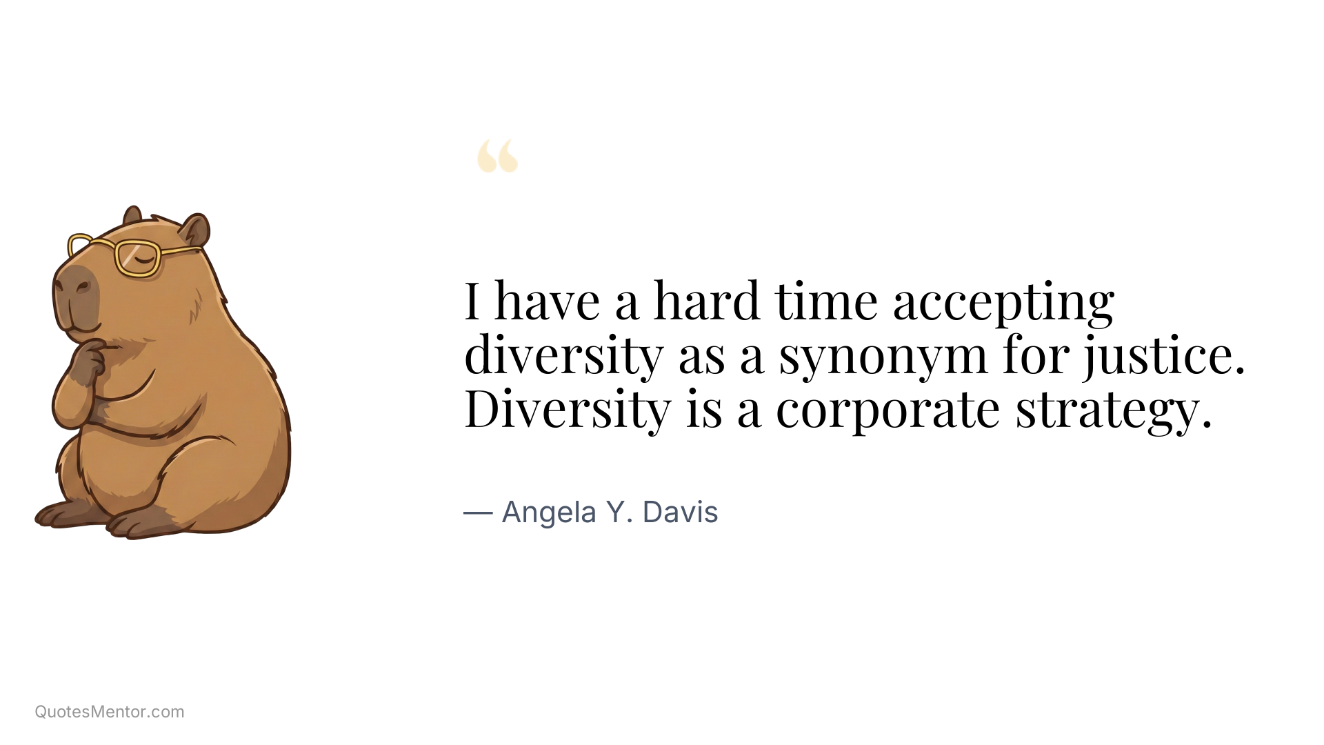 I have a hard time accepting diversity as a synonym for justice. Diversity is a corporate strategy. - Angela Y. Davis
