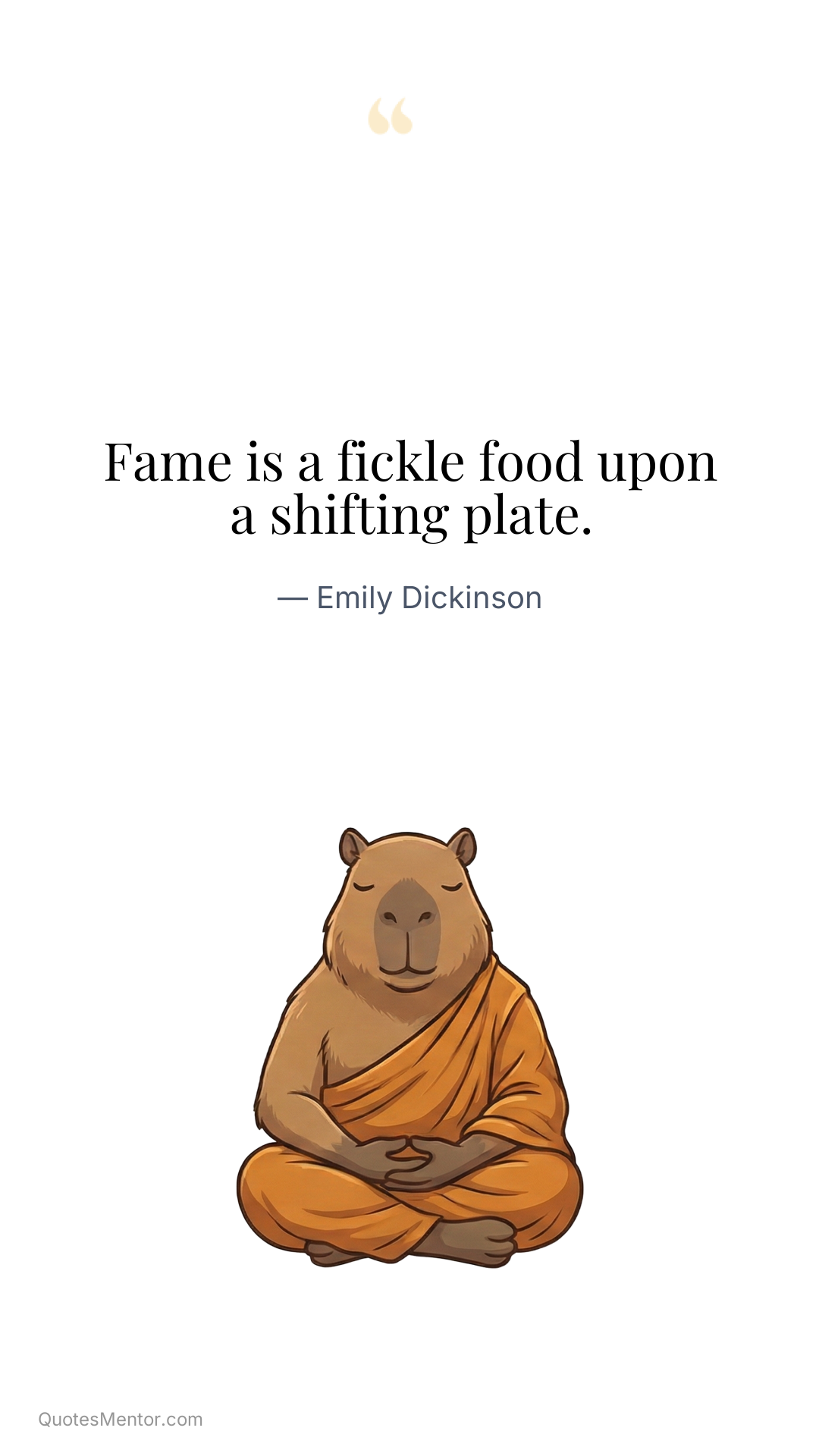Fame is a fickle food upon a shifting plate. - Emily Dickinson
