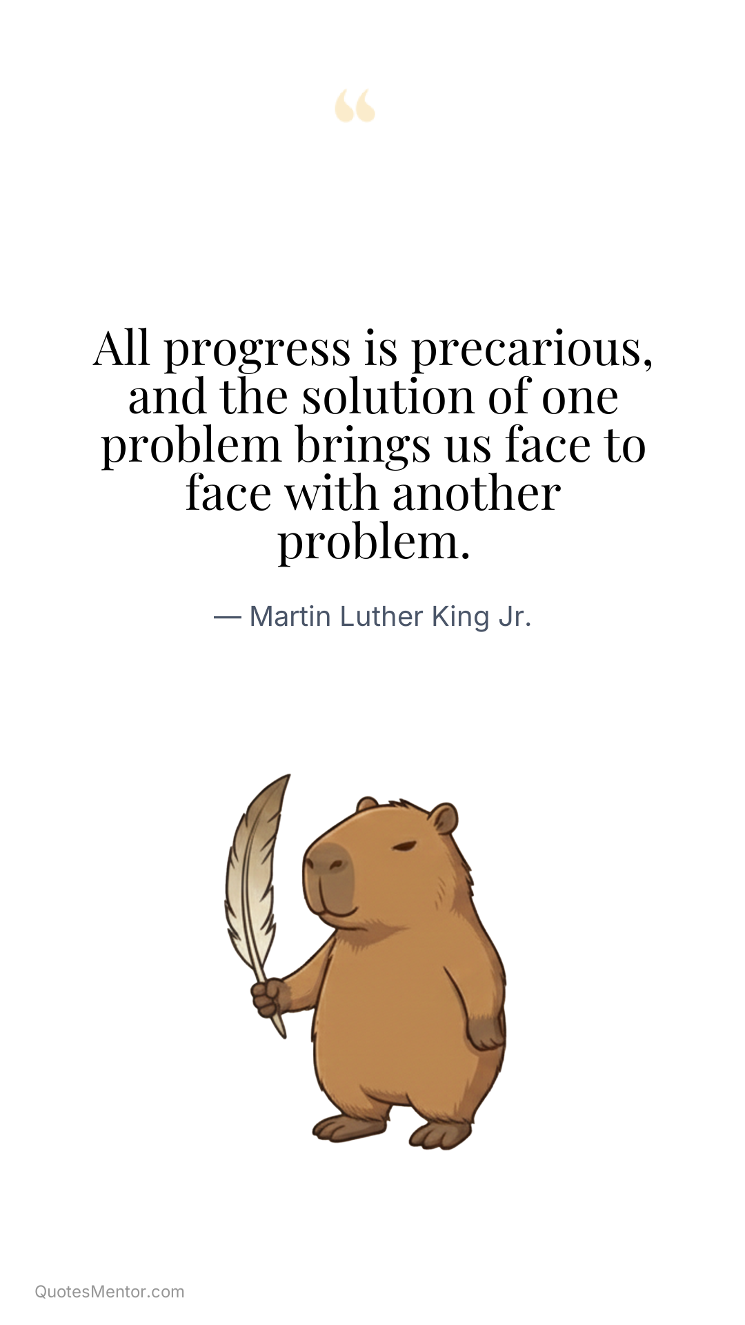 All progress is precarious, and the solution of one problem brings us face to face with another problem. - Martin Luther King Jr.