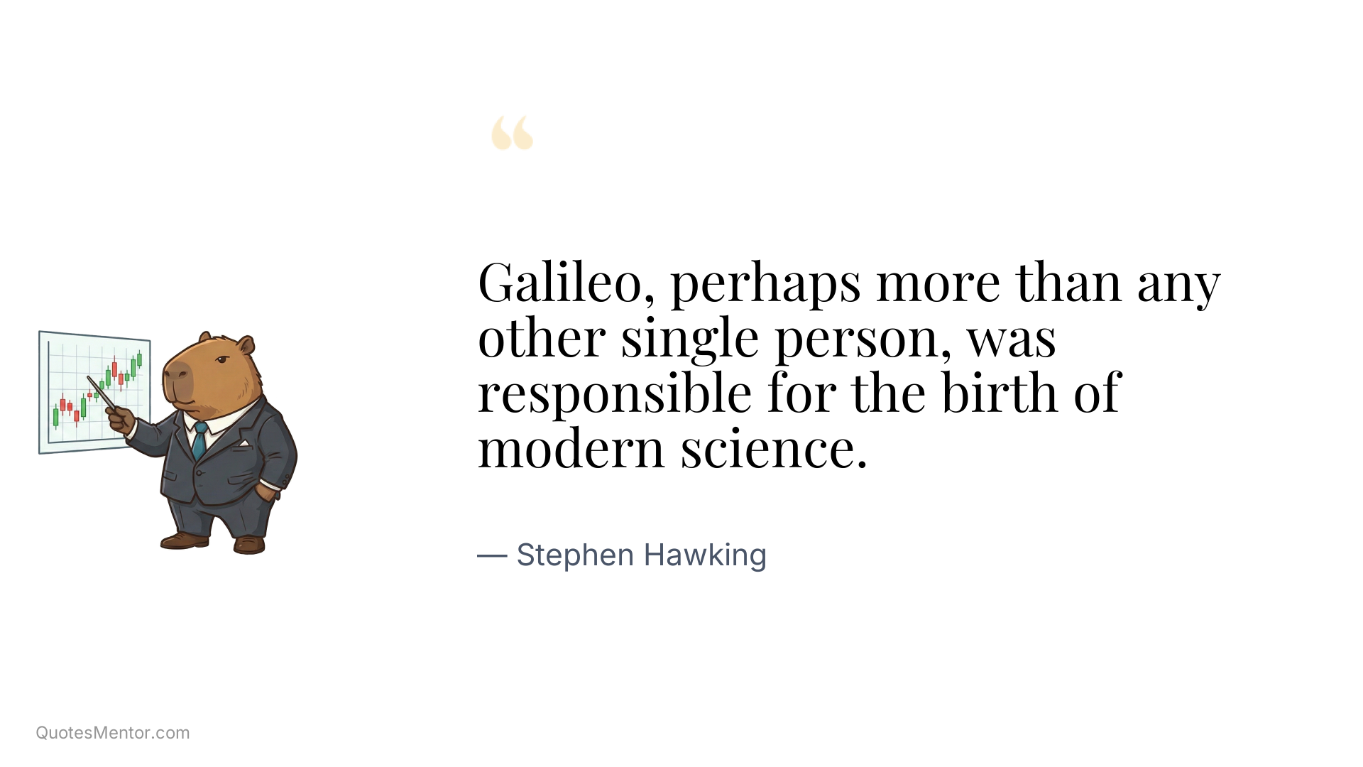 Galileo, perhaps more than any other single person, was responsible for the birth of modern science. - Stephen Hawking
