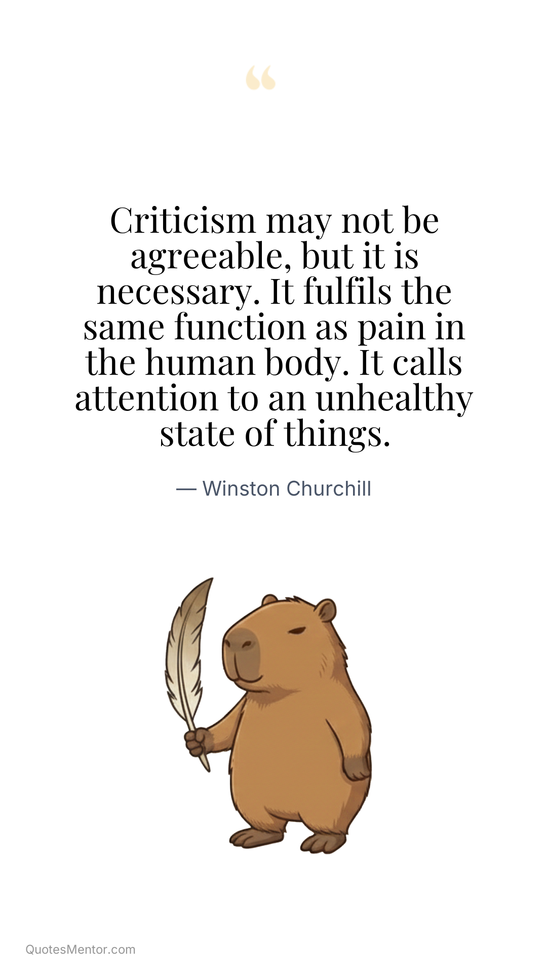 Criticism may not be agreeable, but it is necessary. It fulfils the same function as pain in the human body. It calls attention to an unhealthy state of things. - Winston Churchill