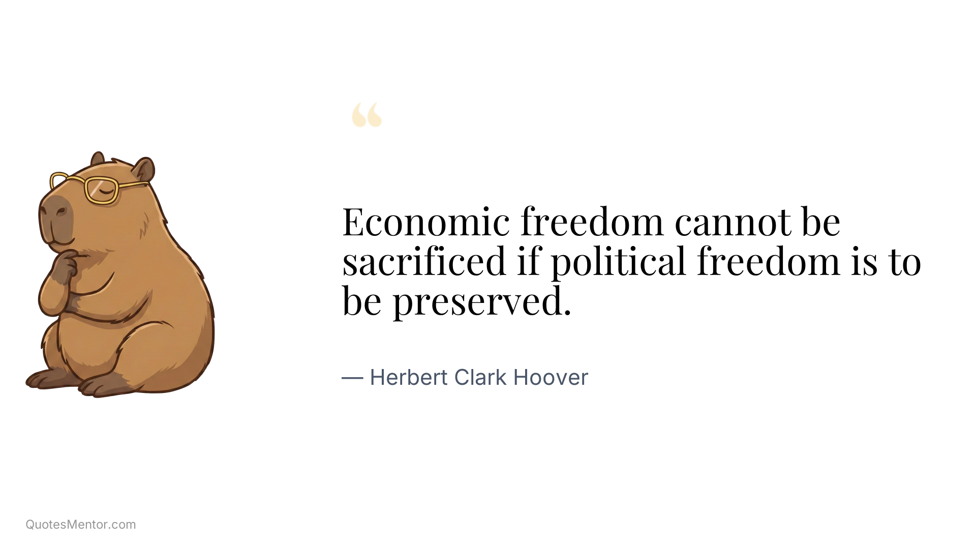Economic freedom cannot be sacrificed if political freedom is to be preserved. - Herbert Clark Hoover