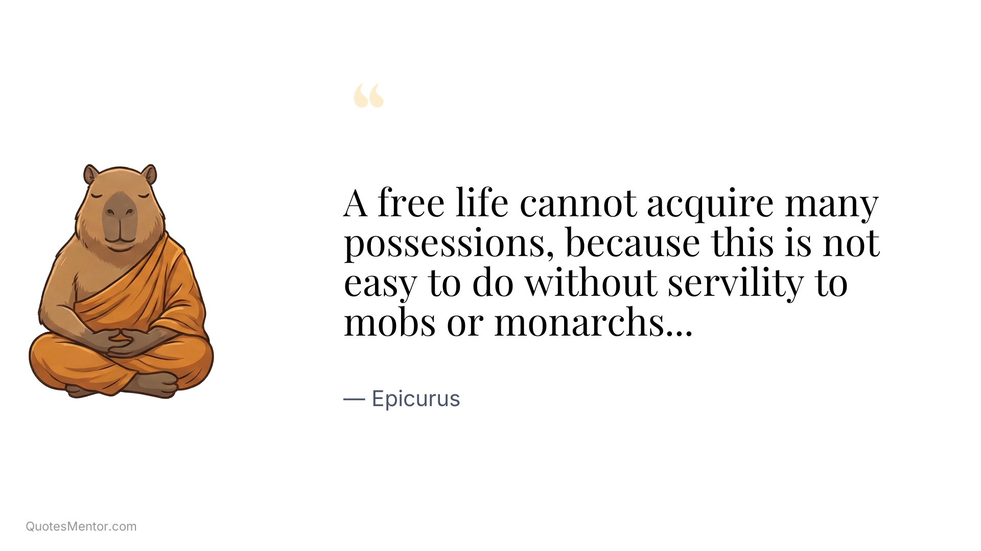 A free life cannot acquire many possessions, because this is not easy to do without servility to mobs or monarchs... - Epicurus