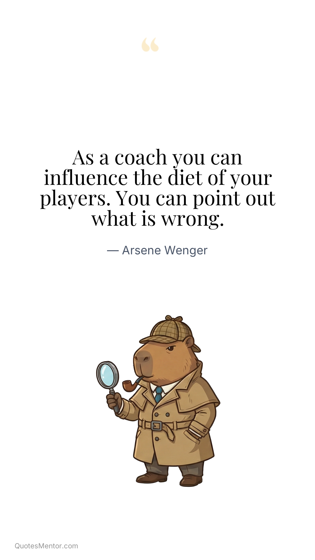 As a coach you can influence the diet of your players. You can point out what is wrong. - Arsene Wenger