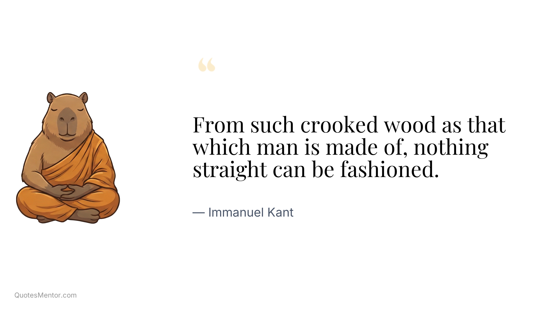 From such crooked wood as that which man is made of, nothing straight can be fashioned. - Immanuel Kant