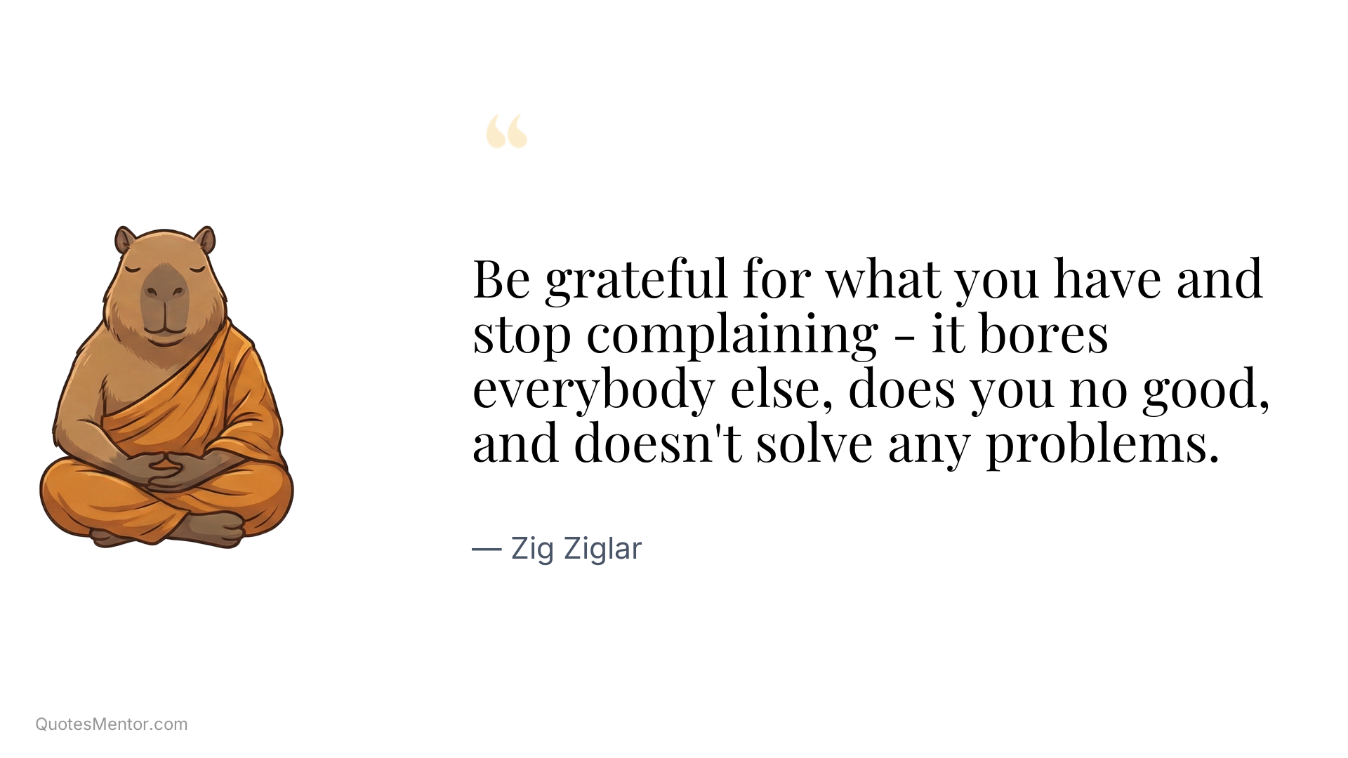 Be grateful for what you have and stop complaining - it bores everybody else, does you no good, and doesn't solve any problems. - Zig Ziglar