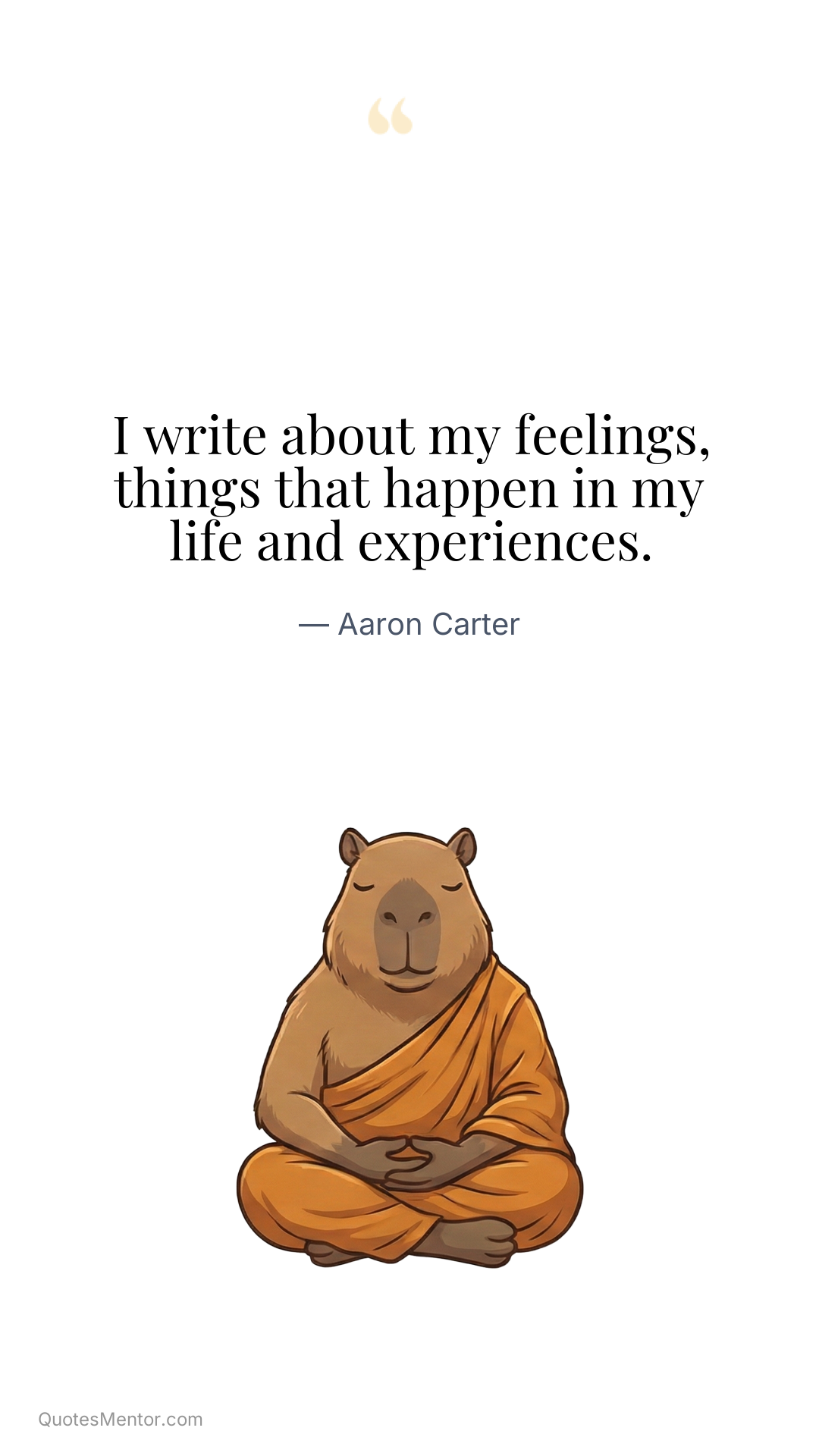 I write about my feelings, things that happen in my life and experiences. - Aaron Carter