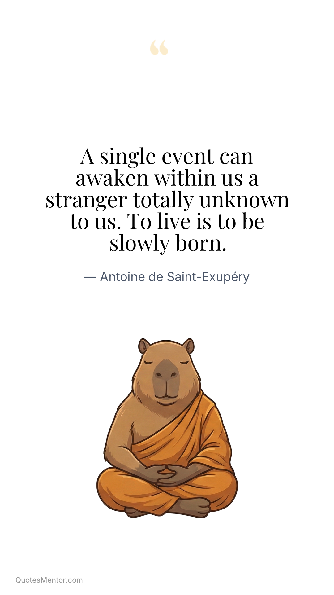 A single event can awaken within us a stranger totally unknown to us. To live is to be slowly born. - Antoine de Saint-Exupéry