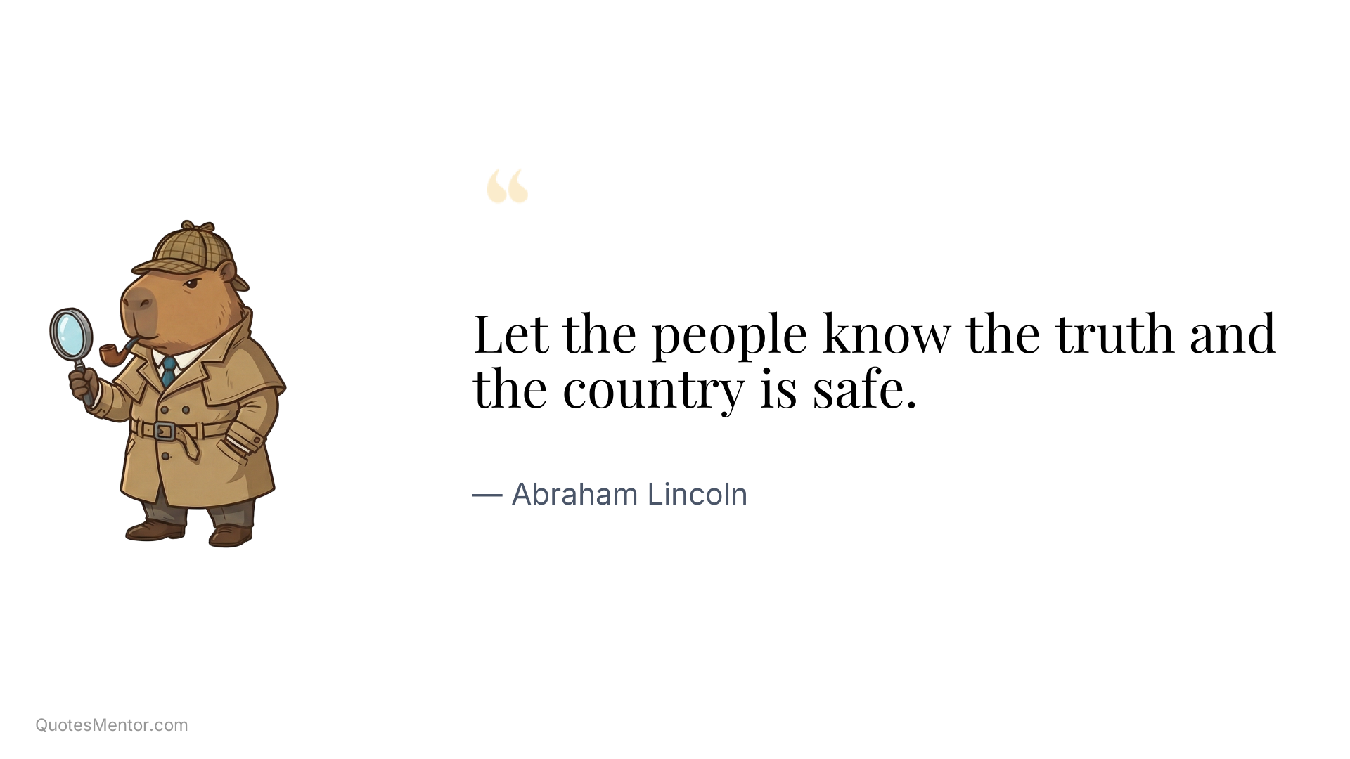 Let the people know the truth and the country is safe. - Abraham Lincoln