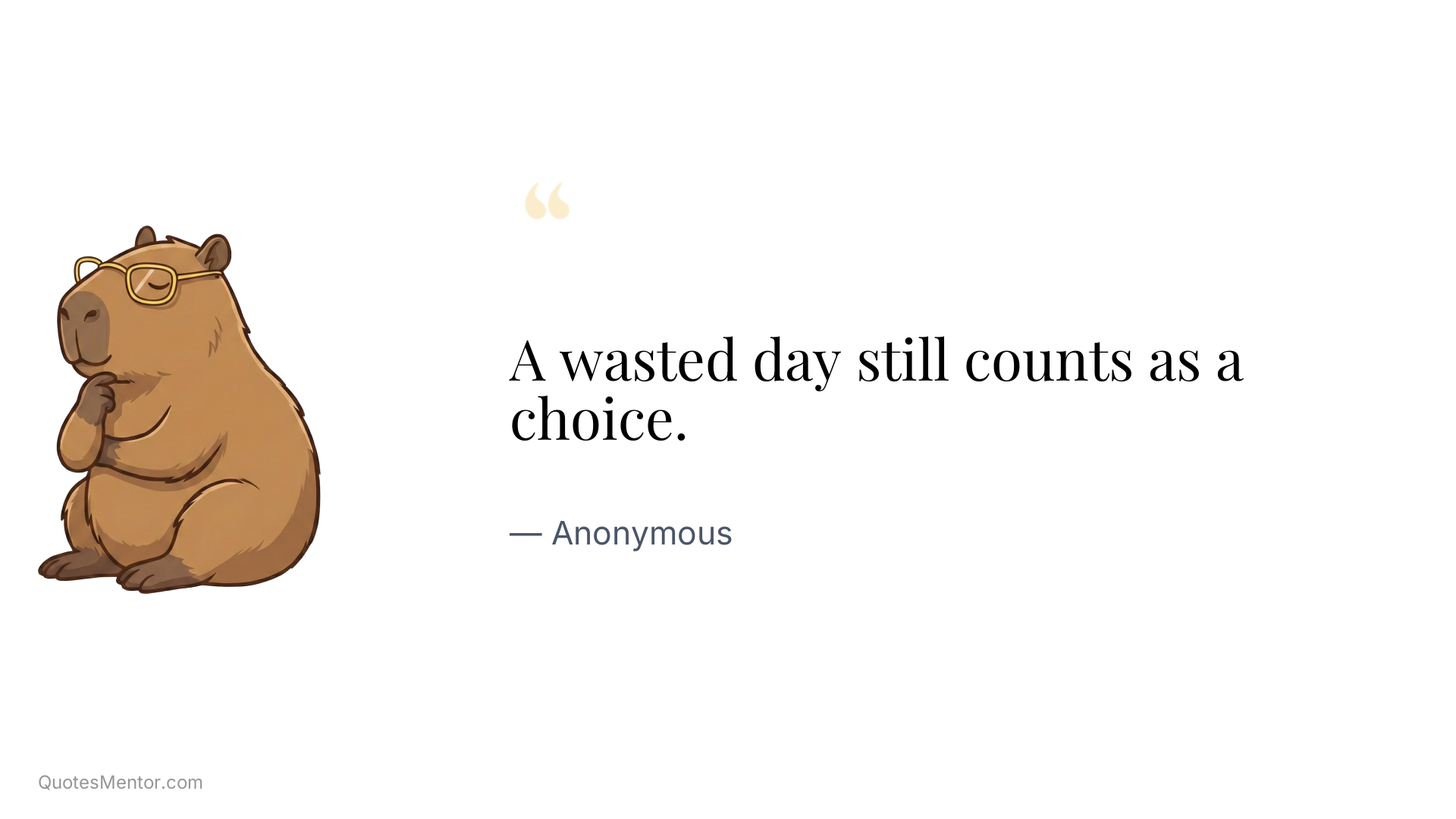 A wasted day still counts as a choice. - Anonymous