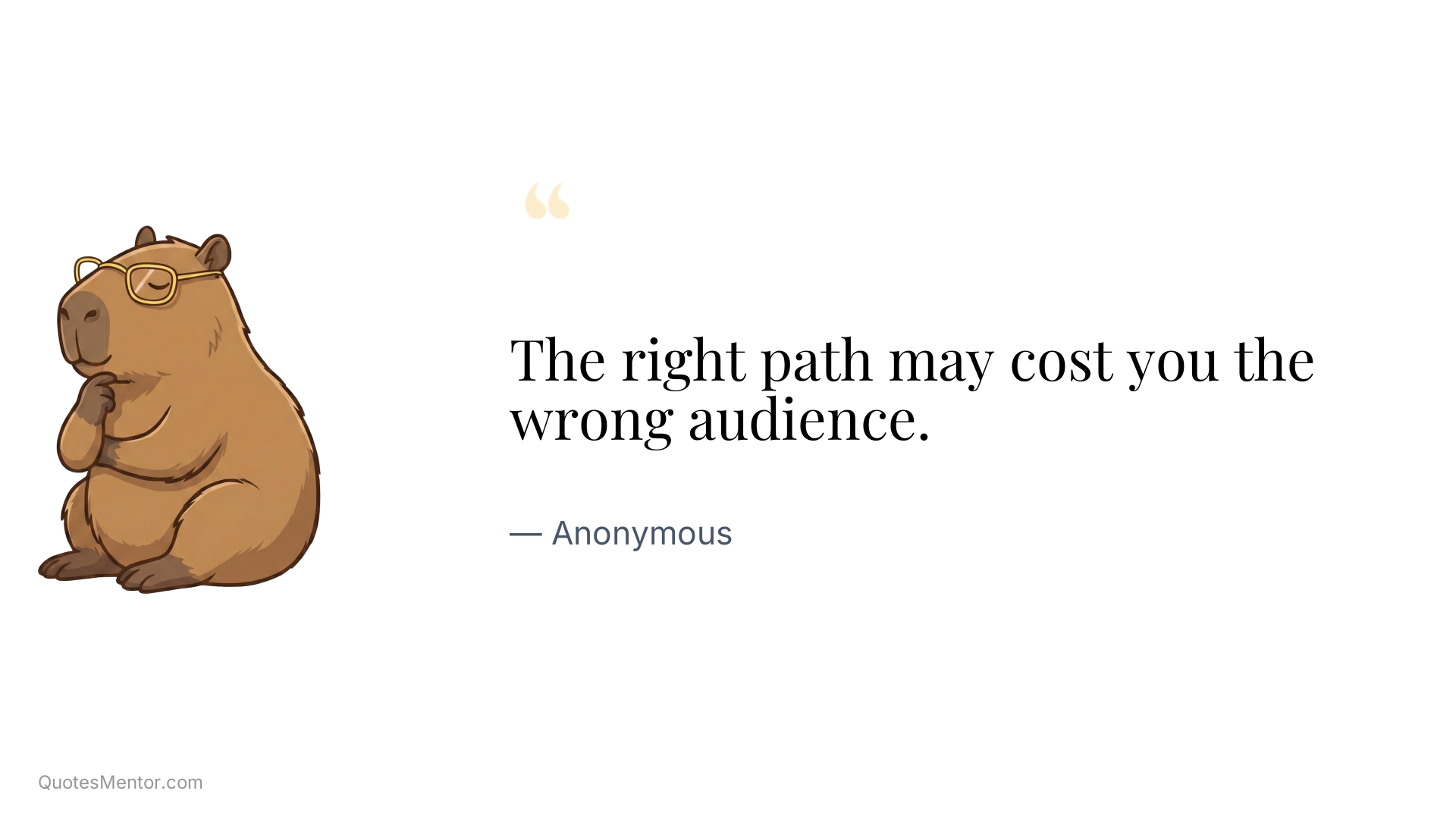 The right path may cost you the wrong audience. - Anonymous