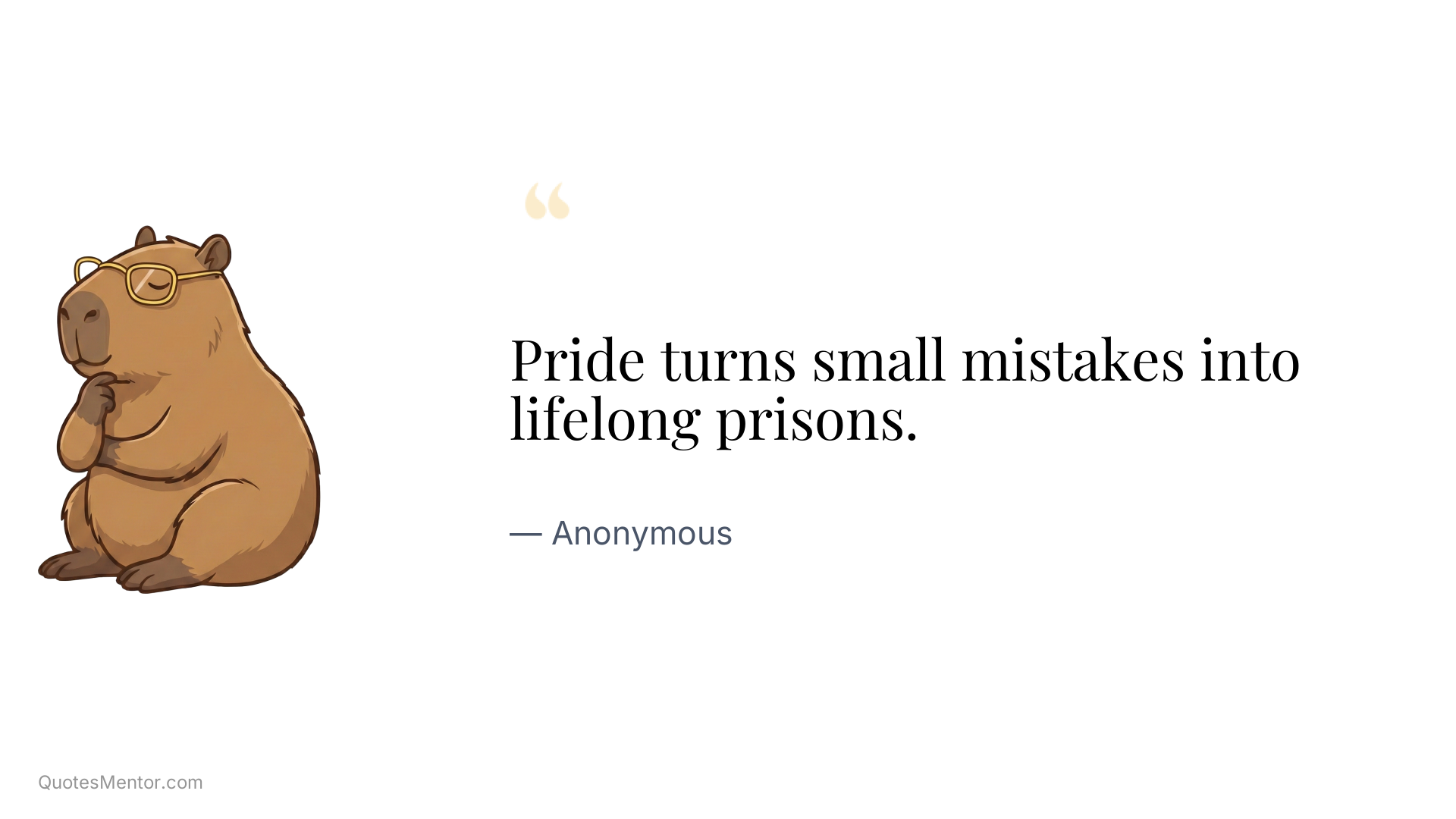 Pride turns small mistakes into lifelong prisons. - Anonymous