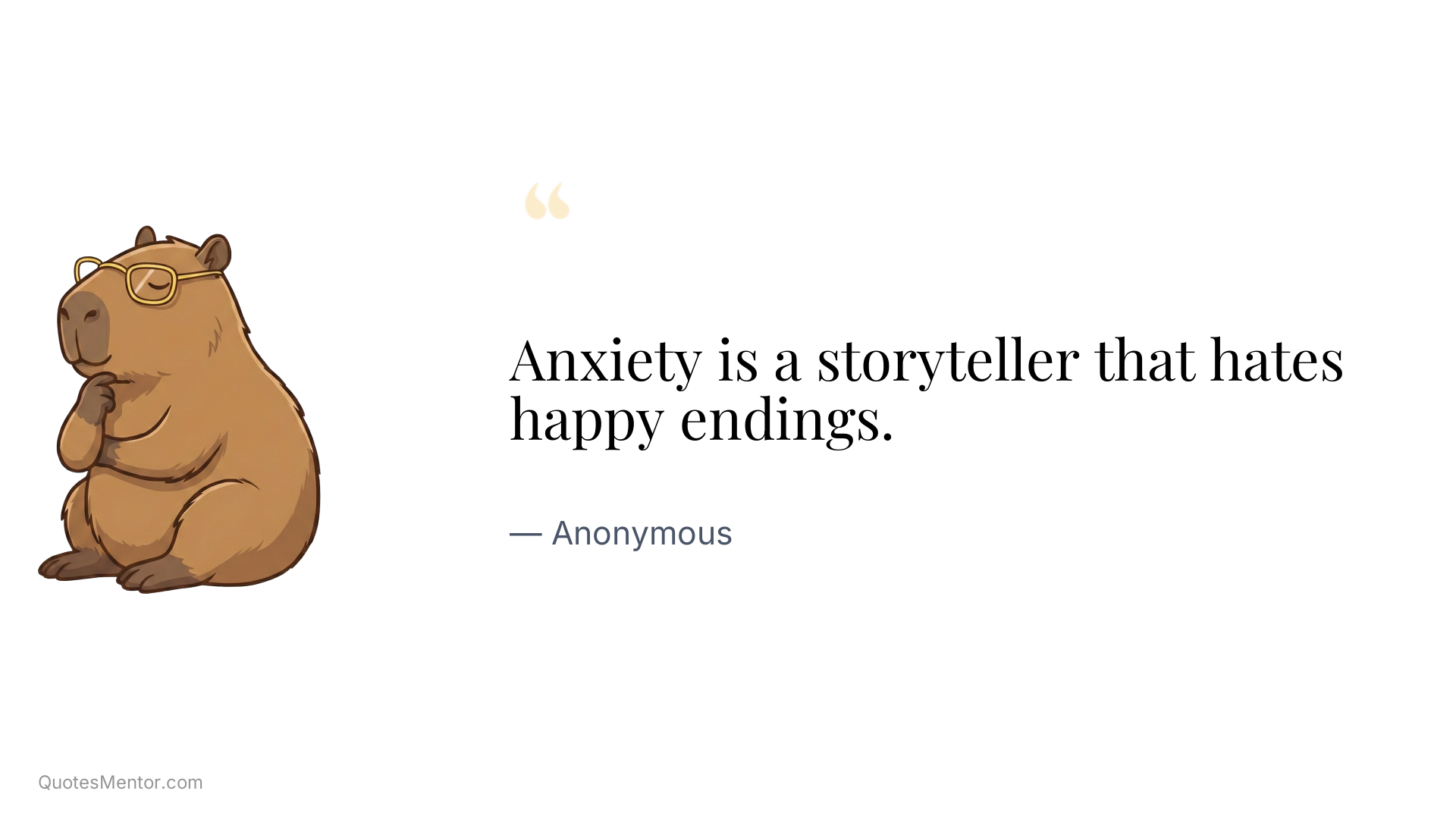 Anxiety is a storyteller that hates happy endings. - Anonymous