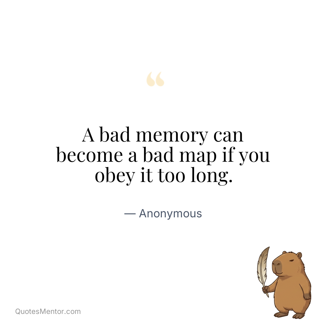 A bad memory can become a bad map if you obey it too long. - Anonymous