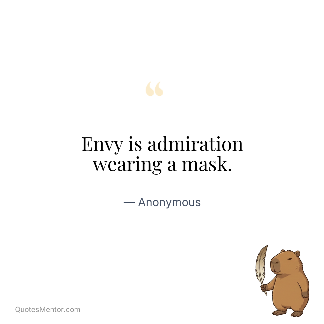 Envy is admiration wearing a mask. - Anonymous