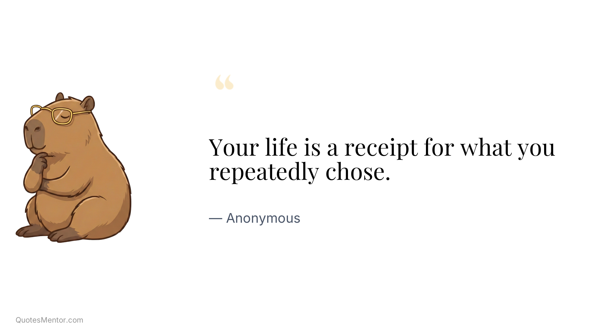 Your life is a receipt for what you repeatedly chose. - Anonymous