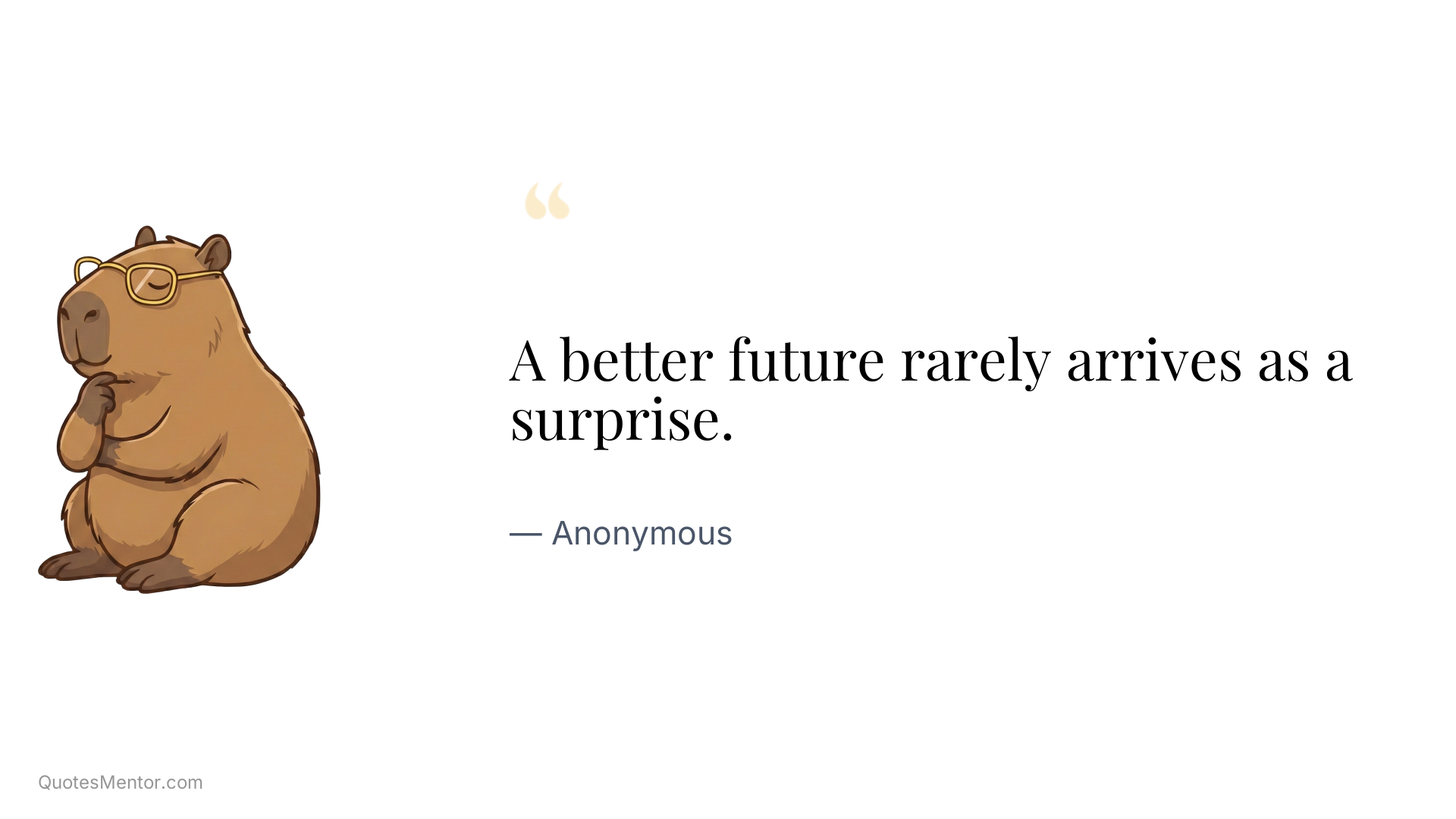 A better future rarely arrives as a surprise. - Anonymous