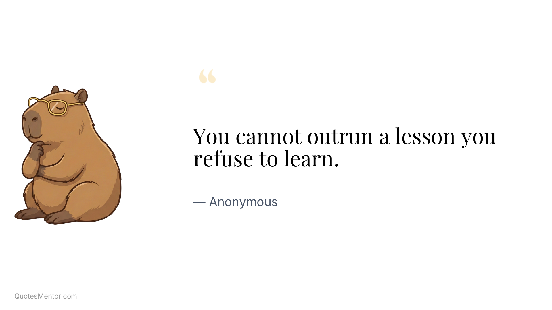 You cannot outrun a lesson you refuse to learn. - Anonymous
