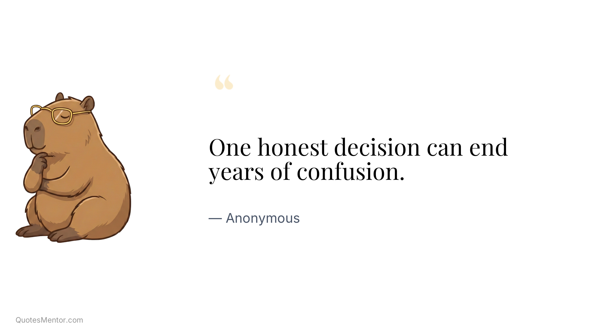 One honest decision can end years of confusion. - Anonymous