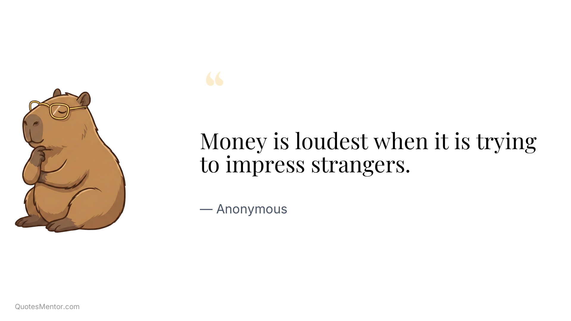 Money is loudest when it is trying to impress strangers. - Anonymous