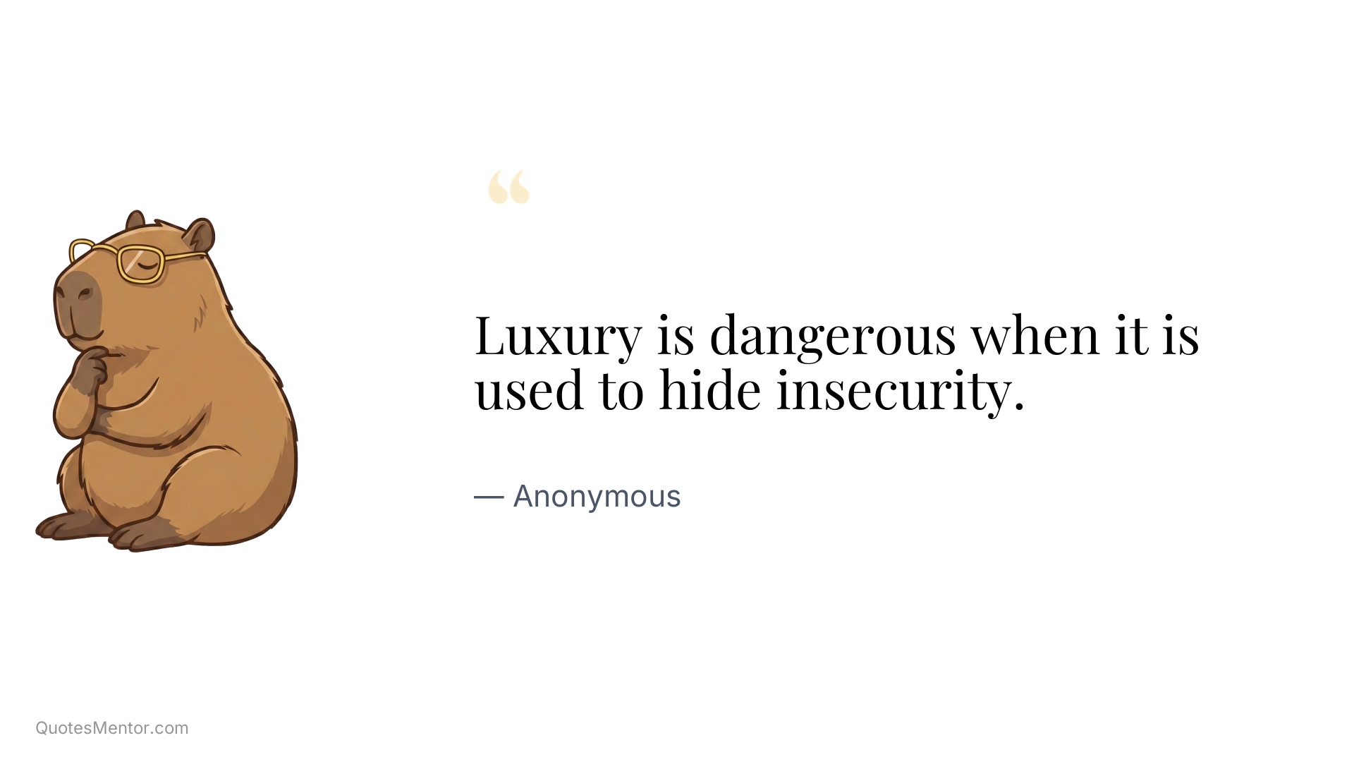 Luxury is dangerous when it is used to hide insecurity. - Anonymous