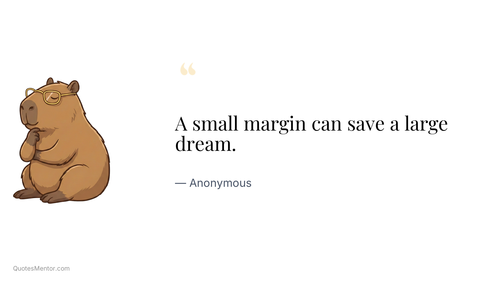 A small margin can save a large dream. - Anonymous