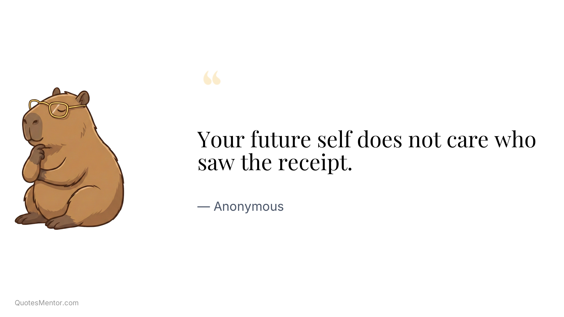 Your future self does not care who saw the receipt. - Anonymous