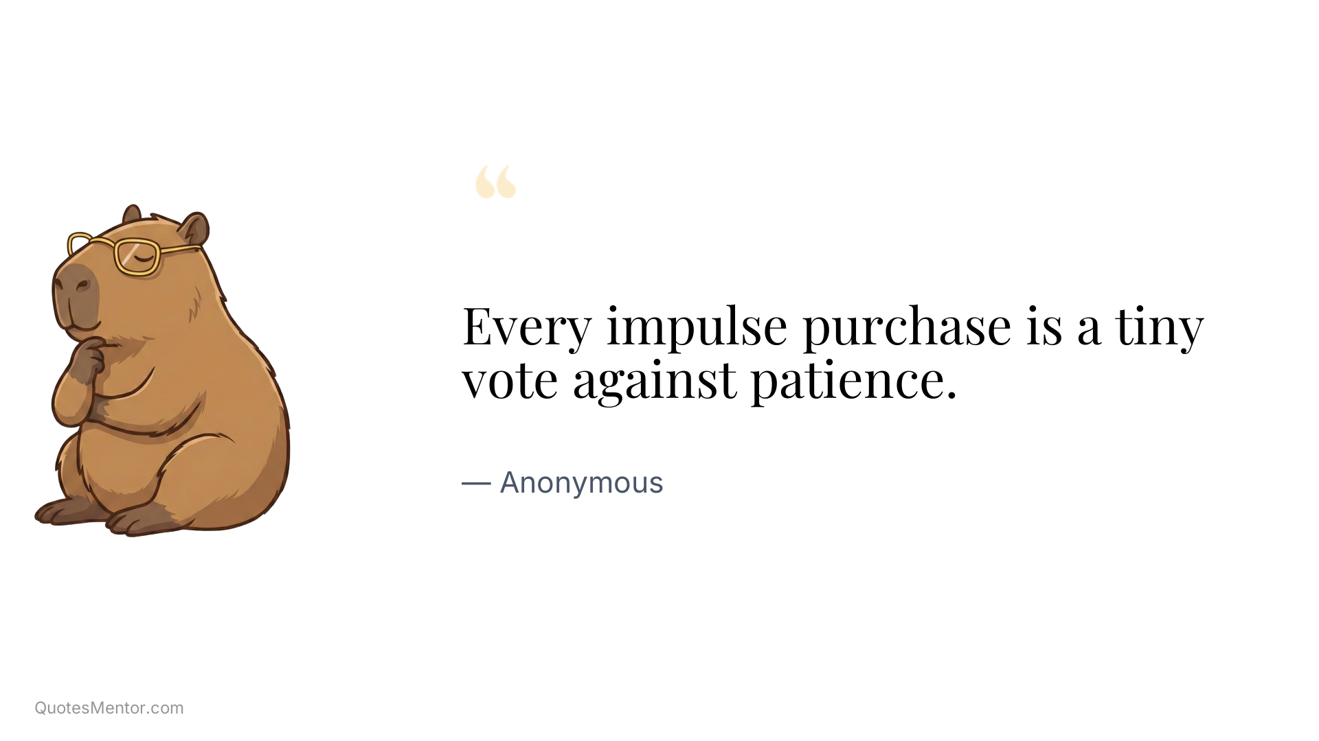 Every impulse purchase is a tiny vote against patience. - Anonymous