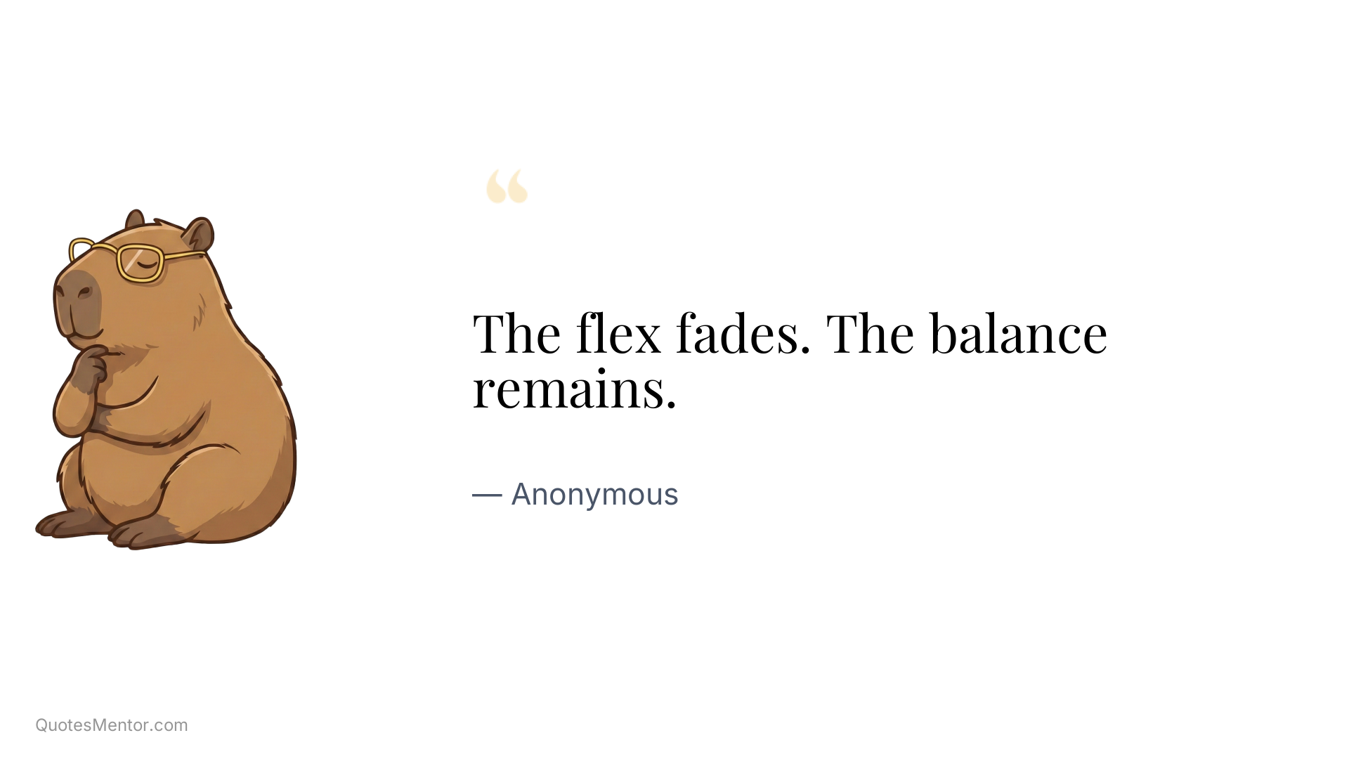 The flex fades. The balance remains. - Anonymous