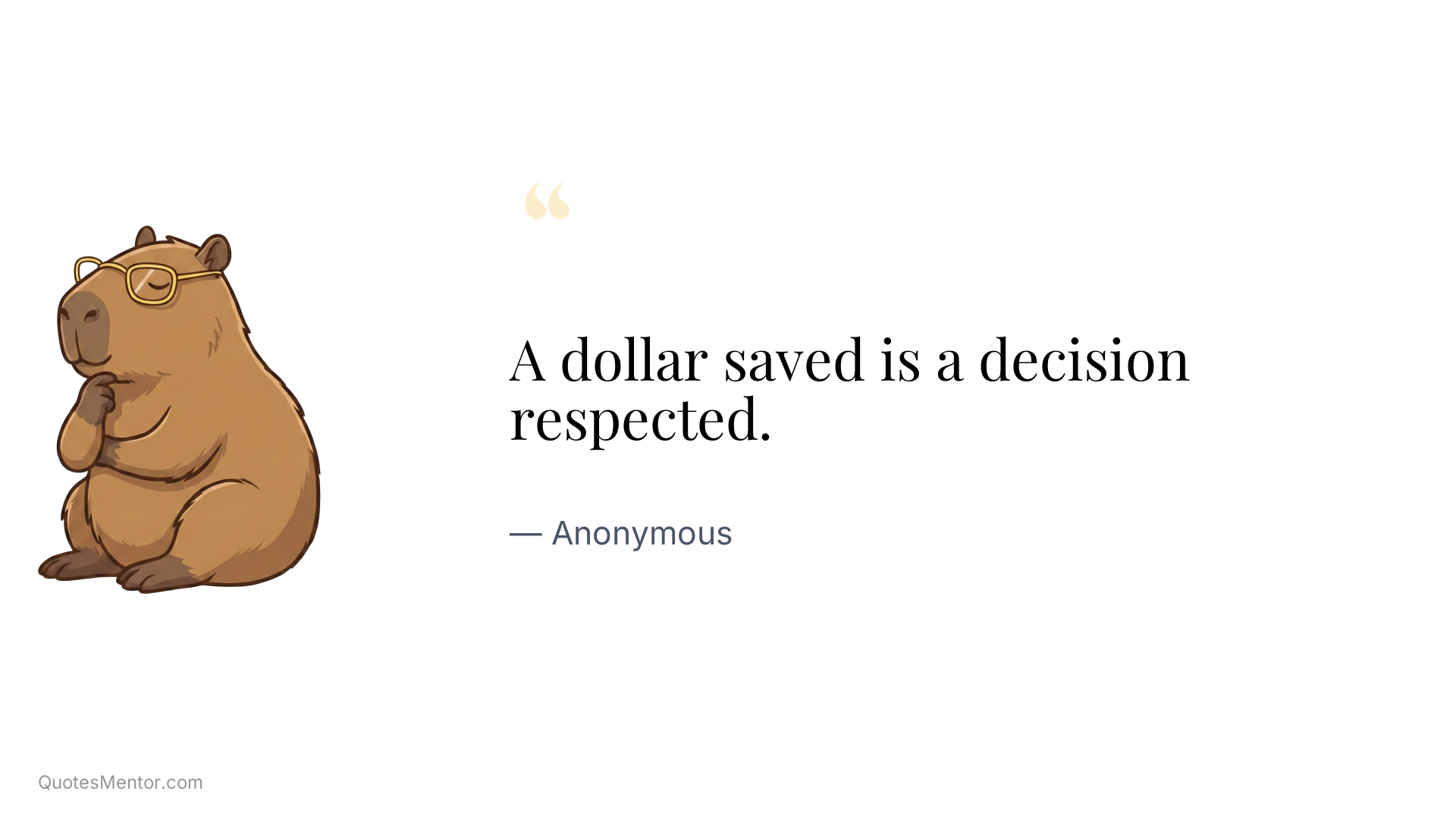 A dollar saved is a decision respected. - Anonymous